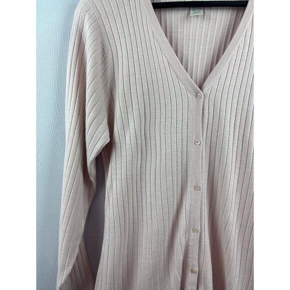 Express Tricot Womens Ribbed Cardigan Sweater S Light Pink Acrylic Button Front - Picture 3 of 5